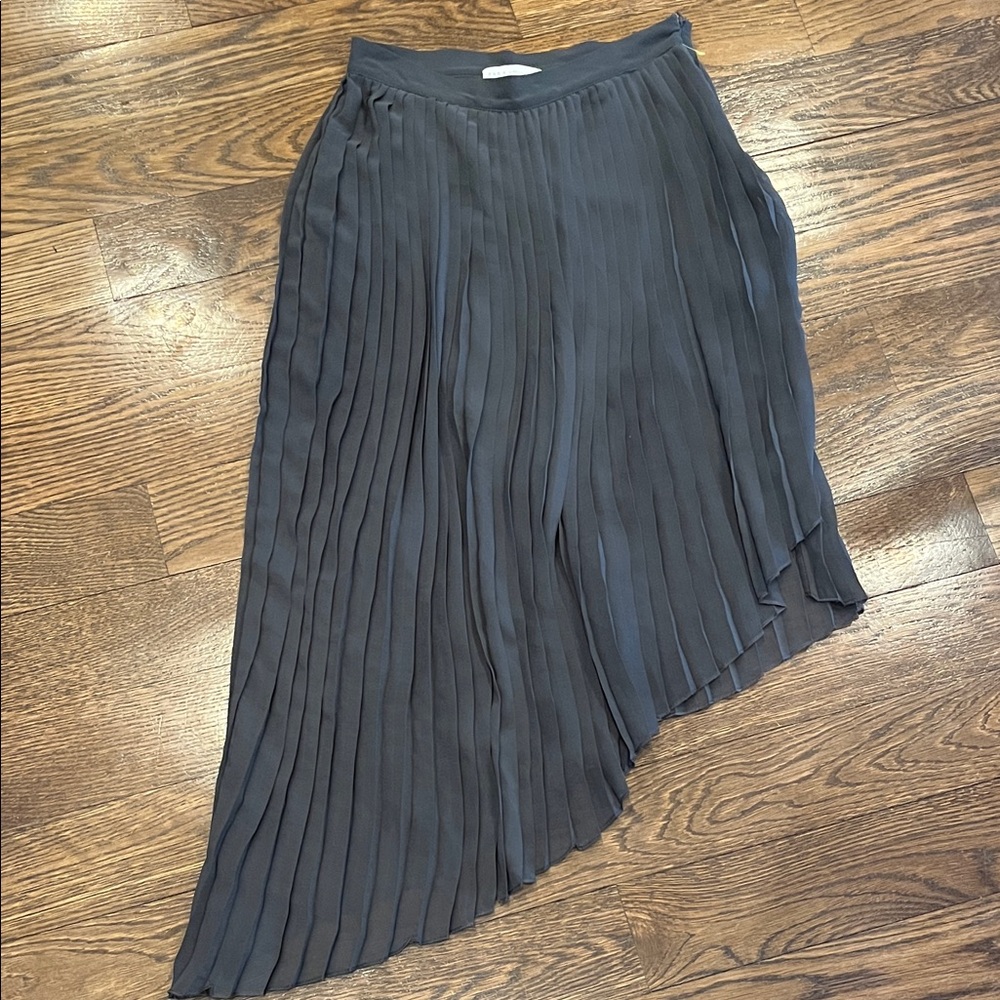 Zara Asymmetrical Pleated Skirt in Charcoal Gray